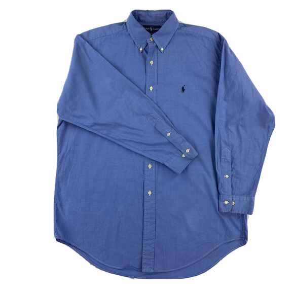 Ralph Lauren Yarmouth Shirt Men's 15 1/2 Blue Cotton Button Down  Long Sleeve - Picture 2 of 16